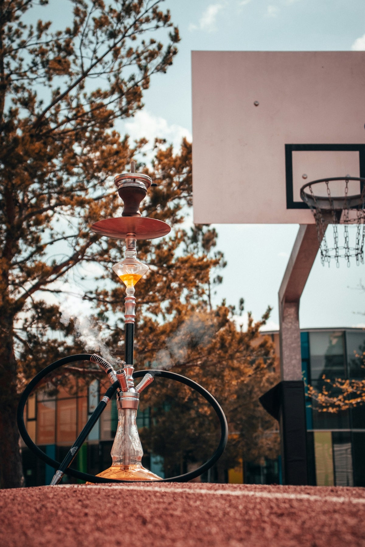 red and clear glass hanging lamp