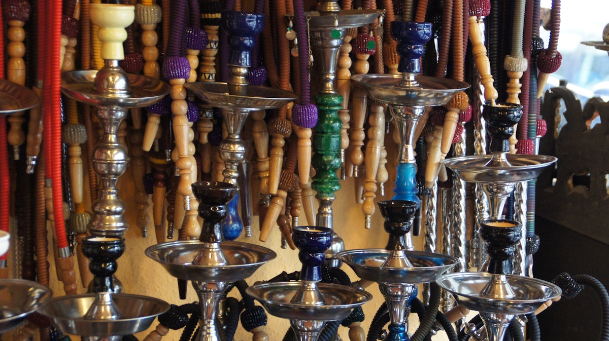 Collection of ornate hookahs for sale