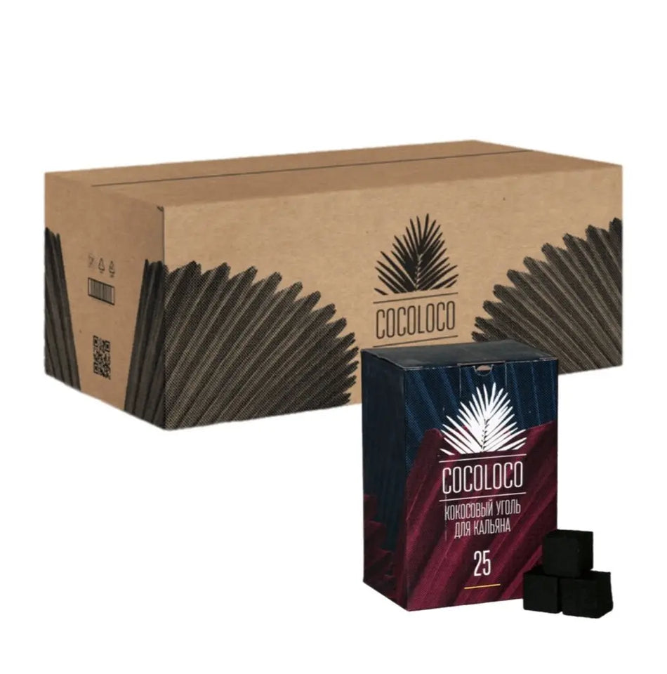 CocoLoco Hookah Coconut Charcoal 72pc “Large Cube 25 mm” Master Case 10kg - SoBe Hookah
