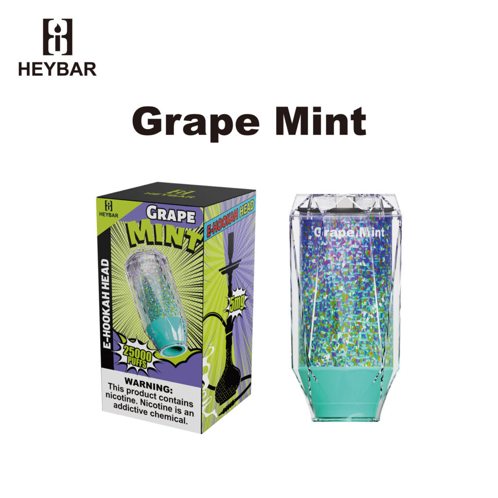HeyBar E-Hookah Head 25k Disposable Grape Mint