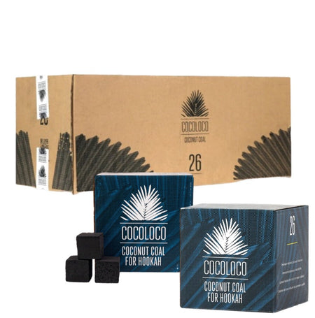 CocoLoco Hookah Coconut Charcoal 72pc “Large Cube 26 mm” Master Case 10kg - SoBe Hookah
