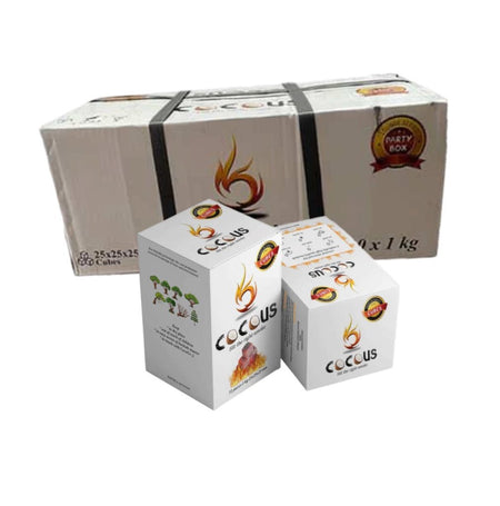 CocoUS Hookah Coconut Charcoal 72pc “Large Cubes” Master Case 10kg - SoBe Hookah