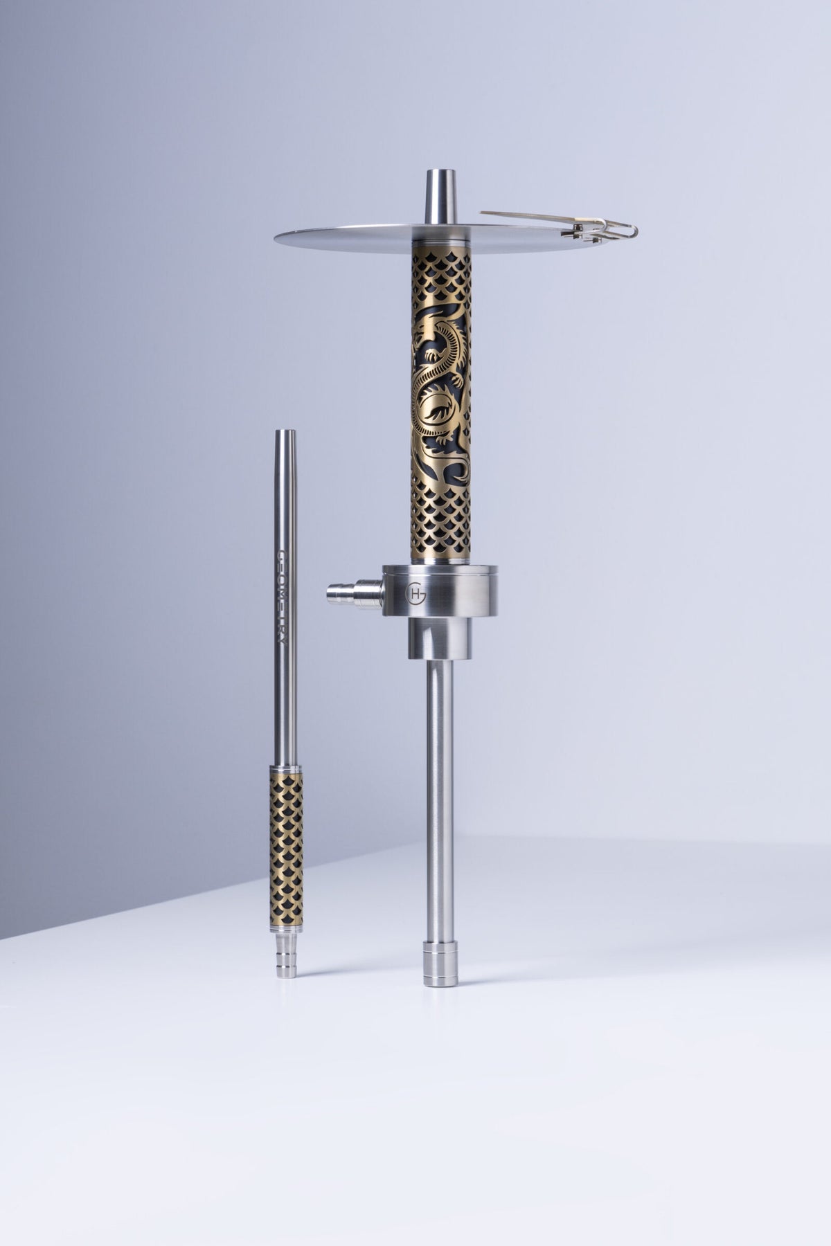 Geometry Hookah Big Bro Dragon STEEL GOLD