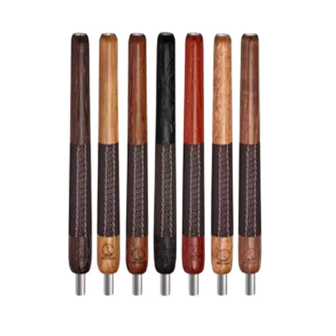 Wookah Wooden Mouthpiece with Brown Leather