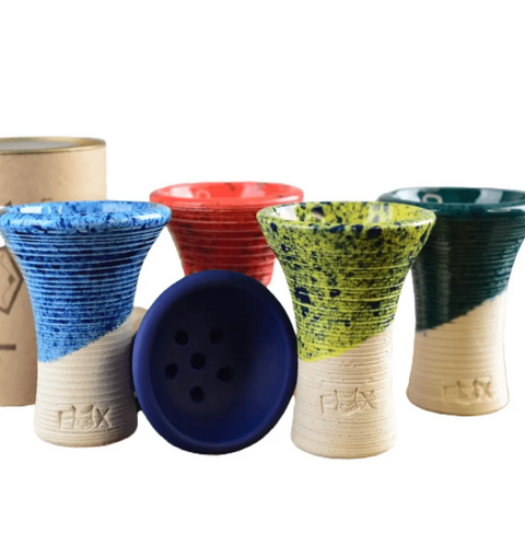 FOX Tall Hookah Bowl Glazed white Clay