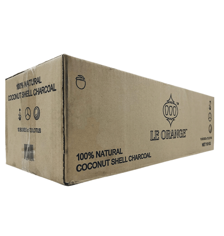 Le Orange Hookah Coconut Charcoal 72pc “Large Cubes” Master Case 10kg - SoBe Hookah