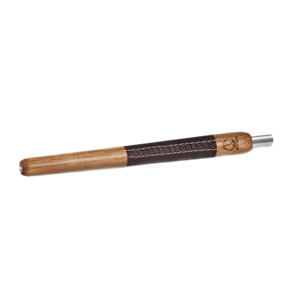 Wookah Wooden Mouthpiece with Brown Leather - SoBe Hookah